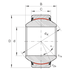 關(guān)節(jié)軸承 GE110-FW-2RS, 根據(jù) DIN ISO 12 240-1 標(biāo)準(zhǔn), 免維護(hù)，兩側(cè)唇密封