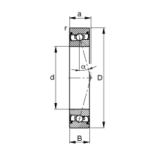 主軸軸承 HSS71903-C-T-P4S, 調(diào)節(jié)，成對(duì)安裝，接觸角 α = 15°，兩側(cè)唇密封，非接觸，加嚴(yán)公差