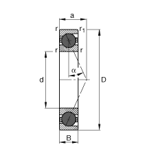 主軸軸承 HCB71914-E-T-P4S, 調(diào)節(jié)，成對或單元安裝，接觸角 α = 25°，陶瓷球，限制公差