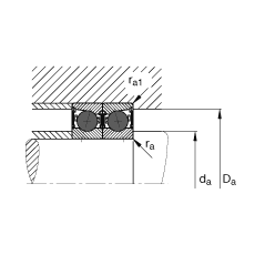 主軸軸承 HCB71914-C-2RSD-T-P4S, 調節(jié)，成對或單元安裝，接觸角 α = 15°，陶瓷球，兩側唇密封，非接觸，限制公差